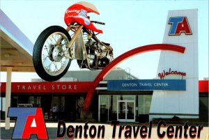 Denton, TX Texas TRAVEL CENTER~TA TRUCK STOP Gas Station/Motorcycle 4X6 Postcard