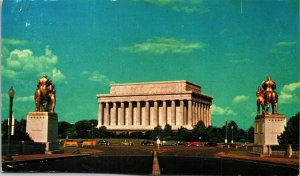 Lincoln Memorial Washington Dc White Marble Temple Cancel Motor Hotel Postcard 