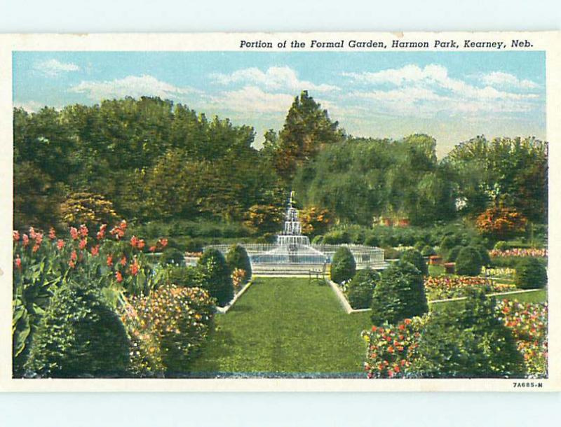 Unused W-Border FORMAL GARDEN & PARK SCENE Kearney Nebraska NE r7648