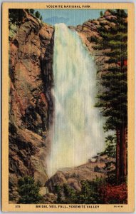Yosemite National Park Bridal Veil Falls Valley Stream Unbroken Fall Postcard