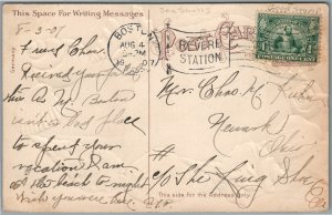 REVERE BEACH MA BOULEVARD ANTIQUE SHELL BORDERS POSTCARD