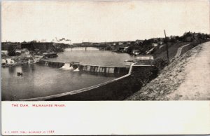 Milwaukee River The Dam Wisconsin Vintage Postcard C131