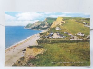 The Cliffs and Beach Eypes Mouth Bridport Dorset Vintage Postcard 1960s