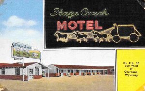 Stage Coach Motel US 30 Cheyenne Wyoming linen postcard