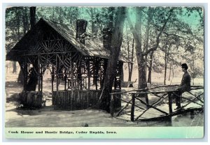 1913 Cook House Rustic Bridge Exterior View Cedar Rapids Iowa Vintage Postcard