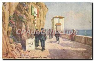 Postcard Menton Old Bridge St Louis The Customs Post