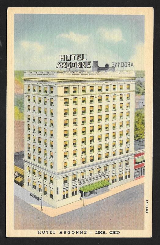 Argonne Hotel Lima OH unused c1948