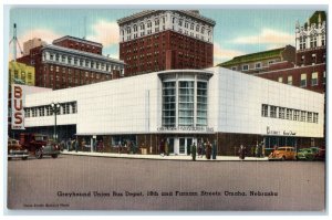 c1940 Greyhound Union Bus Depot 18th Farnam Streets Omaha Nebraska NE Postcard