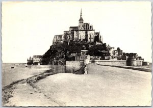 Le Mont St-Michel Vue Prise De La Digue Par Grande Maree Real RPPC Postcard