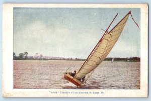 1905 St. Joseph Missouri Vintage Postcard Sylvia Champion Lake Contrary Sailboat