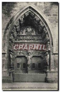 Postcard Old Cathedral of Reims last Judgment Portal