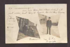 RPPC MECHANIC FALLS MAINE LOWE FAMILY FARM SNOW REAL PHOTO POSTCARD 1906