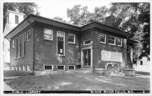 Black River Falls Wisconsin Public Library 1940s RPPC Photo Postcard 101