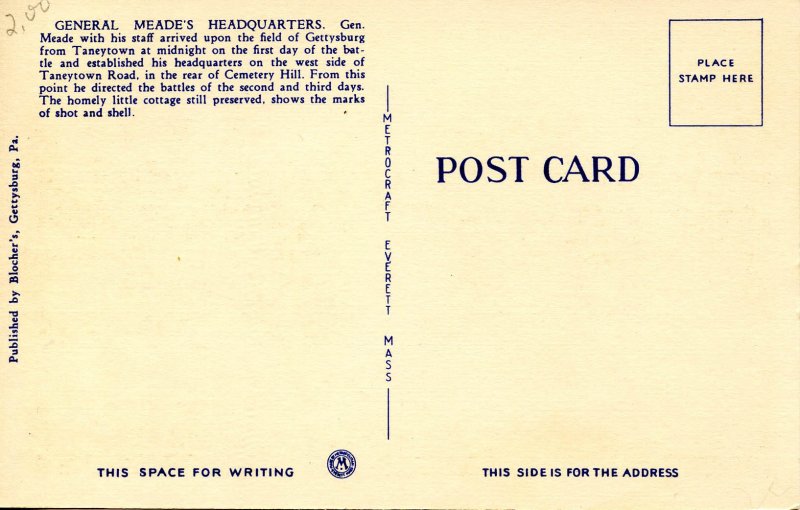 PA - Gettysburg. General Meade's Headquarters