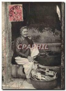 Postcard Old Tobacco Foklore Indochina Small tobacco market has the & # 39ent...