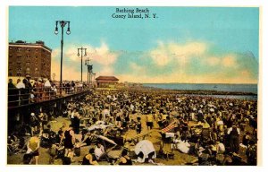 Postcard BEACH SCENE Coney Island New York NY AQ8133