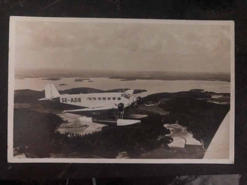 Mint Sweden Real Picture Postcard RPPC Swedish Airlines SE-ADR Mail Airplane