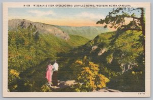 Linen~Western North Carolina~Wiseman's View Overlooking Linville Gorge~Postcard