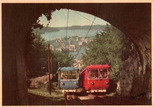 CONTINENTAL SIZE POSTCARD THE FUNICULAR RAILWAY AT BERGEN NORWAY 1970s