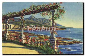 Old Postcard French Riviera Antheor Var Cap Roux seen through a pergola