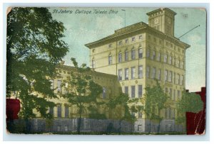 1913 St. John's College Building Toledo Ohio OH Posted Antique Postcard 