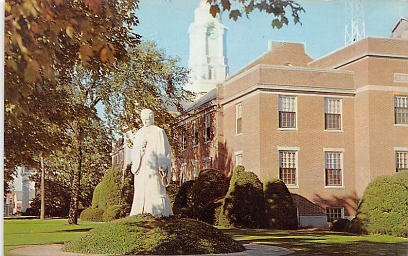 Statue Of Noah Webster Town Hall in Background - West Hartford, Connecticut CT