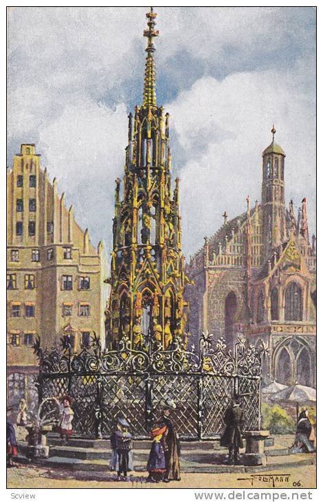 Schoner Brunnen Mit Frauenkirche, Nurnberg (Bavaria), Germany, 1900-1910s