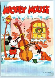 MICKEY MOUSE & PLUTO Serenade ~  4x6 French Linen Picard Disney Postcard