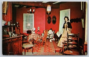 Milton Wisconsin~Interior~Living Room~Milton House Museum~Vintage Postcard