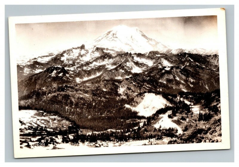 Vintage 1930's 2 RPPC Postcards Mt. Rainier From Paradise Valley Washington