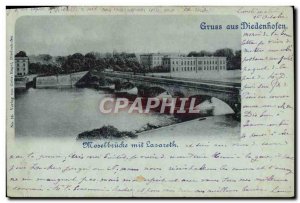 Postcard Old Moselbruche Mit Lazareth Gruss Aus Diedenhofen