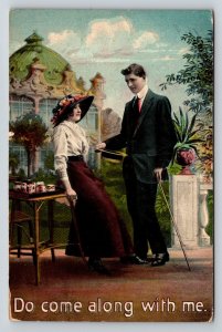 1910  Do Come Along With Me  Romantic Couple Love  Postcard