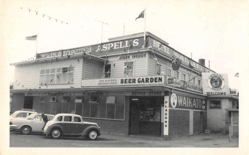 New Zealand Aspell's Beer Garden Waikato Real Photo Vintage Non PC Back AA35378