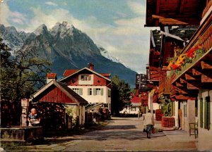 Germany Garmisch-Partenkirchen Fruehlingstrasse Gegen Zugspitze 1958