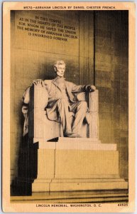 VINTAGE POSTCARD STATUE OF ABRAHAM LINCOLN BY DANIEL CHESTER FRENCH c. 1930s