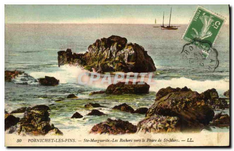 Old Postcard Pins Pornichet Ste Marguerite Rocks Lighthouse to St. Mark