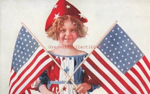  Patriotic, Girl Holding two flags