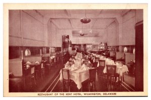 Vintage Restaurant of the Kent Hotel, Interior, Wilmington, DE Postcard