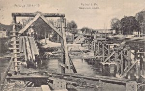RETHEL FRANCE~GESPRENGTE BRUCKE-FELDZUG 1914-15~WW1 DAMAGE PHOTO FELD POSTCARD