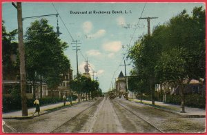 12561 Trolley Line on Boulevard at Rockaway Beach, Long Island, New York 1912