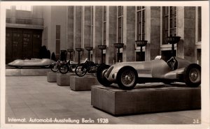 1936 Mint Berlin Germany RPPC Postcard Automobile and motorcycle Exhibition