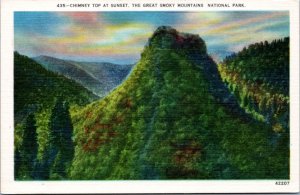 Postcard TN Great Smoky Mountain Natl Pk - Chimney Top at Sunset