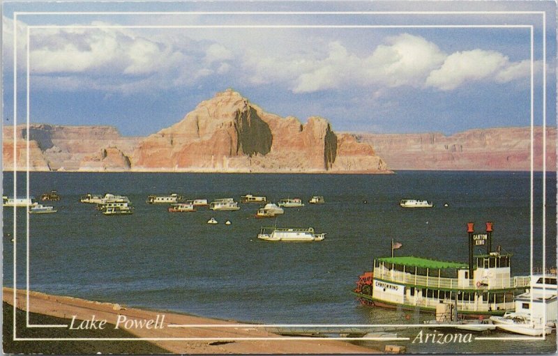 Lake Powell Arizona AZ Greetings Boats Canyon Kino Sternwheeler Postcard H55