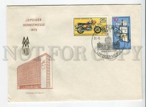 445576 EAST GERMANY GDR 1975 year FDC Fair in Leipzig motorcycle on the stamp