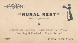 Rural Rest Rooms for Tourists Le Roy New York - Milage Chart Business Trade Card