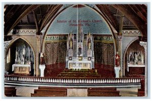 1912 Interior of St. Michael's Church Pensacola Florida FL Posted Postcard