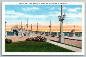 Vintage Florida Postcard - Bridge of Lions  St. Augustine