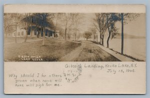 KEUKA LAKE NY GIBSON'S LANDING ANTIQUE REAL PHOTO POSTCARD RPPC