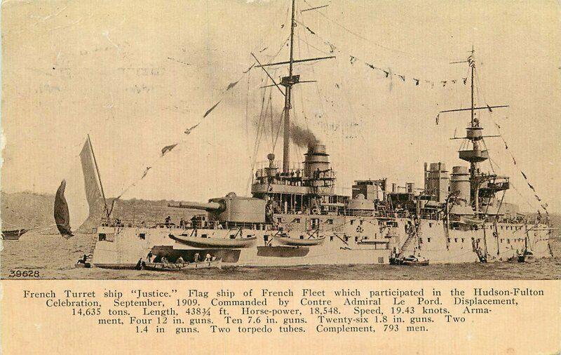 1911 French Navy Military ship Justice Postcard 5605