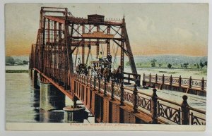 MO Stage Coach on Bridge Over Missouri River Jefferson City 1907 Postcard S17